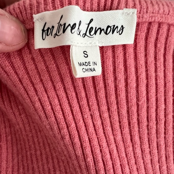 For Love And Lemons Pink Ribbed Lace Top - Picture 4 of 4